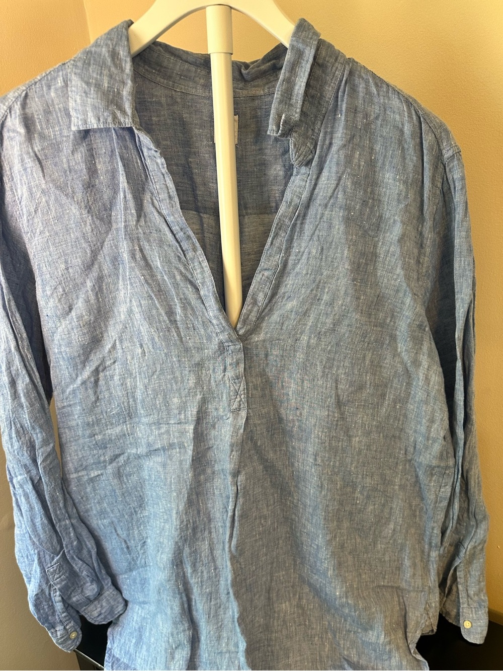 Light Blue Linen Women’s Long-Sleeve Popover Tunic Shirt Size XL by Gap